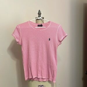 Women’s Top Pink & White Striped Ralph Lauren POLO Sz Large